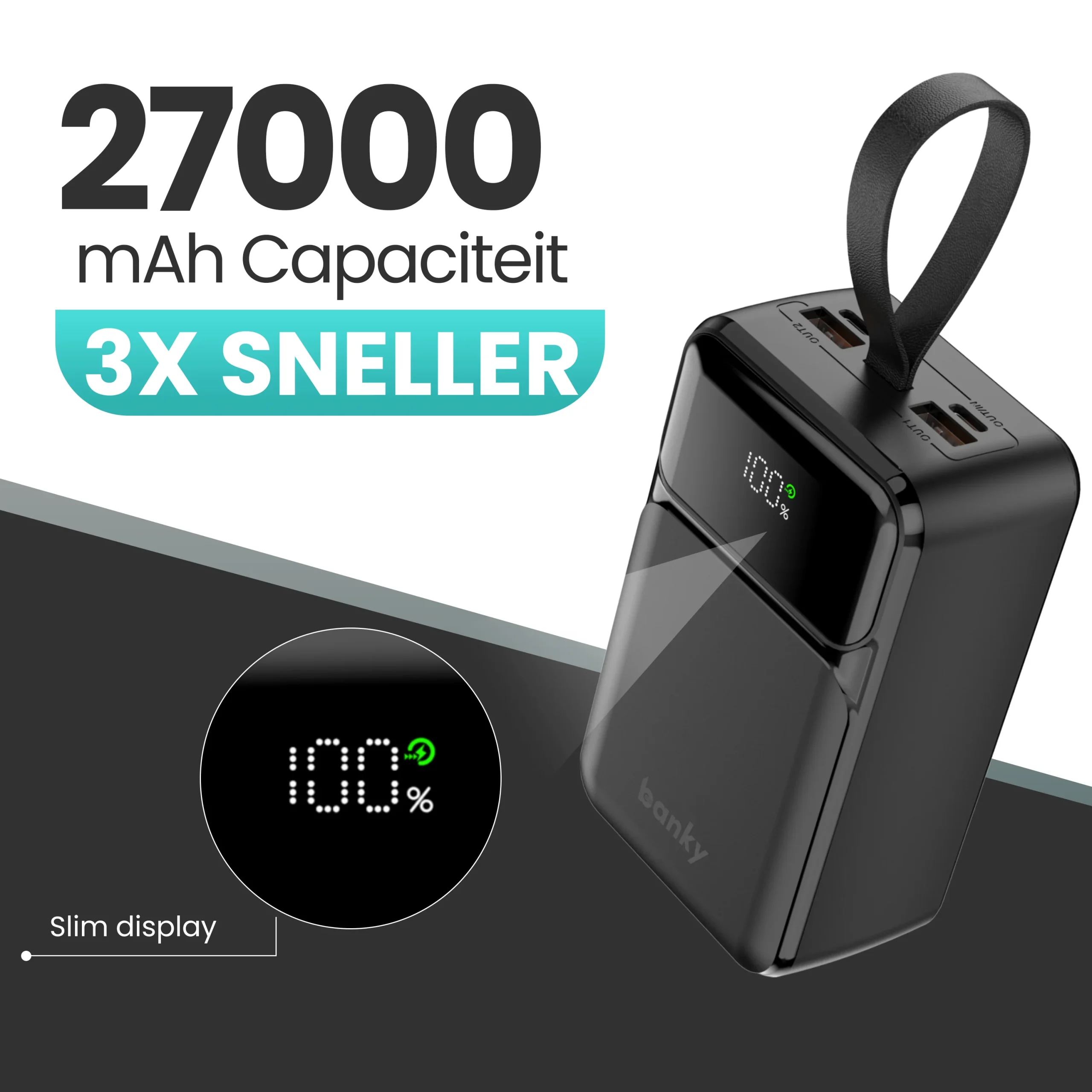 65W Laptop Powerbank 27.000mAh USB-C snellader - Afbeelding 5